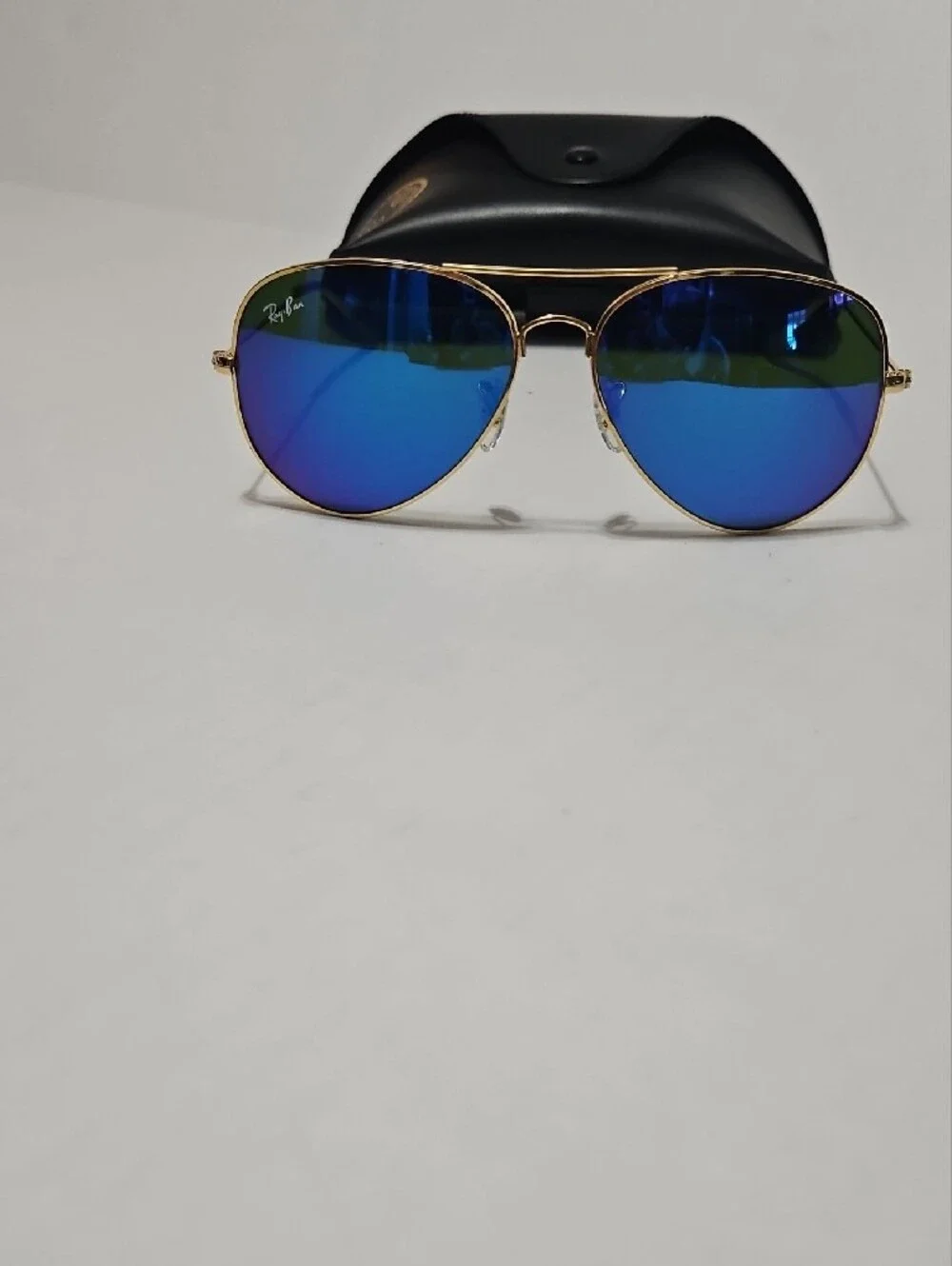 Ray-Ban RB3025 Men’s Gold Aviator Sunglasses W/ Blue Mirrored Lenses 58 14 130